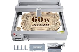 ATEZR P10 60w Grabadora Láser con Aire Asistencia y Tambor Giratorio, 10-12w Cortadora Láser y Grabador Láser CNC, 430mm² área de Trabajo, Para PC/Móvil, Láser Ultrafino para Madera/Metal/Vinilo, etc