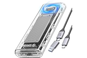 ORICO 40Gbps M.2 NVMe SSD Enclosure with Built-in Cooling Fan, Upgraded Transparent External Hard Drive Enclosure, Support 2230 2242 2260 2280(only M key), Compatible with USB4/3.2/3.1/3.0/2.0-SV