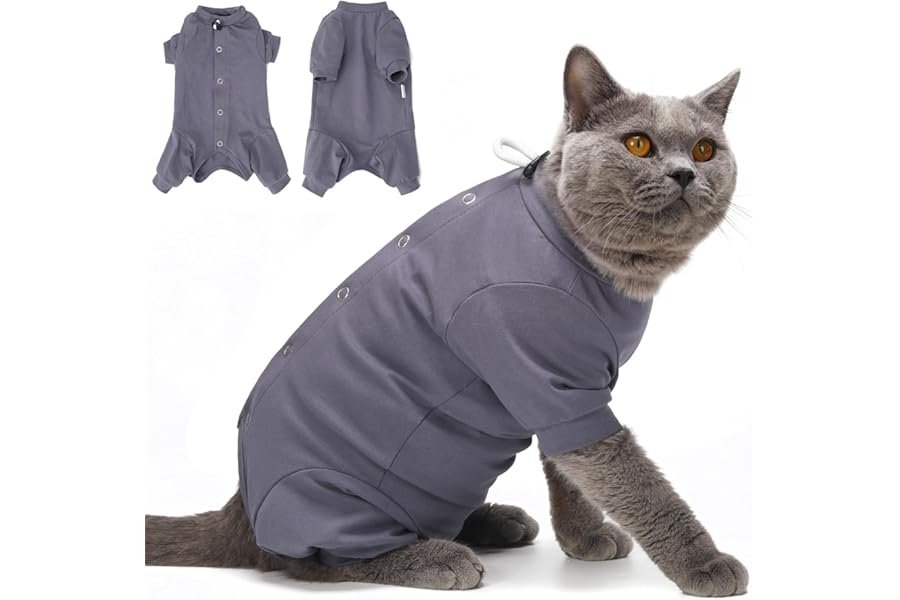 HEYWEAN Cat Recovery Suit Long Sleeve Cats Body Suit After Surgery Medical Vest Cats Clothing Surgical Onesie Cat Surgery Recovery Suits Stop Licking Kitten Medical Care Protection Suits