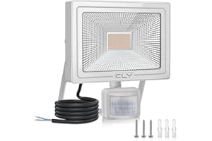 CLY Projecteur Extérieur LED avec Détecteur de Mouvement 50W, 4700LM Spot LED Extérieur Blanc Chaud Éclairage Exterieur avec Detecteur 2700K Lampe LED Détecteur de Mouvement IP66 pour Garage, Jardin