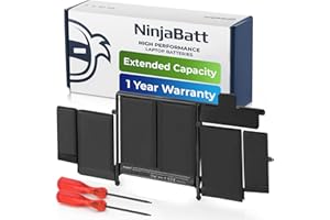 NinjaBatt A1582 A1502 A1493 Battery for Apple MacBook Pro Retina 13 Inch [Early 2015 Mid 2014 Late 2013] - High Capacity [72Wh/11.42V]
