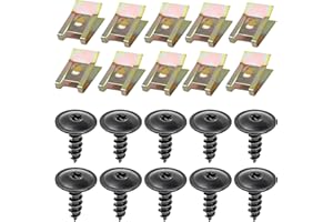 CHDZSW 10 Sets Schraube Mutter Clip Kit, Unterboden Unterfahrschutz Schraube U Typ Schrauben, Car Underbody Screws for Wheel Arch Cover, Underbody Fender, Mudguard Clip Tin Nuts Attachment Clips for Car