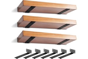 MIUGO Soporte de estante resistente, soporte flotante rústico para estantes montados en la pared, 6 soportes de estante negros industriales (paquete de 6 pulgadas)