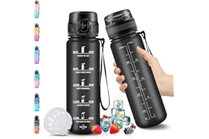 HoneyHolly Sportowa butelka do picia dla dzieci, 500 ml, szczelna, nie zawiera BPA, ze znacznikami czasu, nadaje się do szkoły, na siłownię, jogę, z filtrem