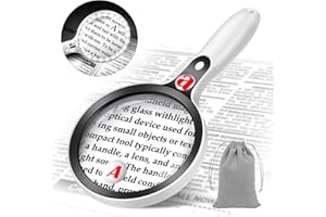 YORWHIN Large Magnifying Glass with light,10X 25X 45X, 36 LED Lights Illuminated Magnifying Glasses for Hobbies for Reading & Hobbies - Low Vision Seniors with Aging Eyes, Small Prints - Black