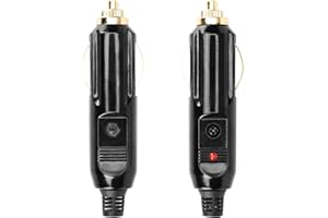 CERRXIAN 2 szt. wtyczka męska do zapalniczki samochodowej 20 A, 12 V/24 V, w pełni miedziana wtyczka Aux, zamiennik wtyczki do zapalniczki z czerwoną diodą LED