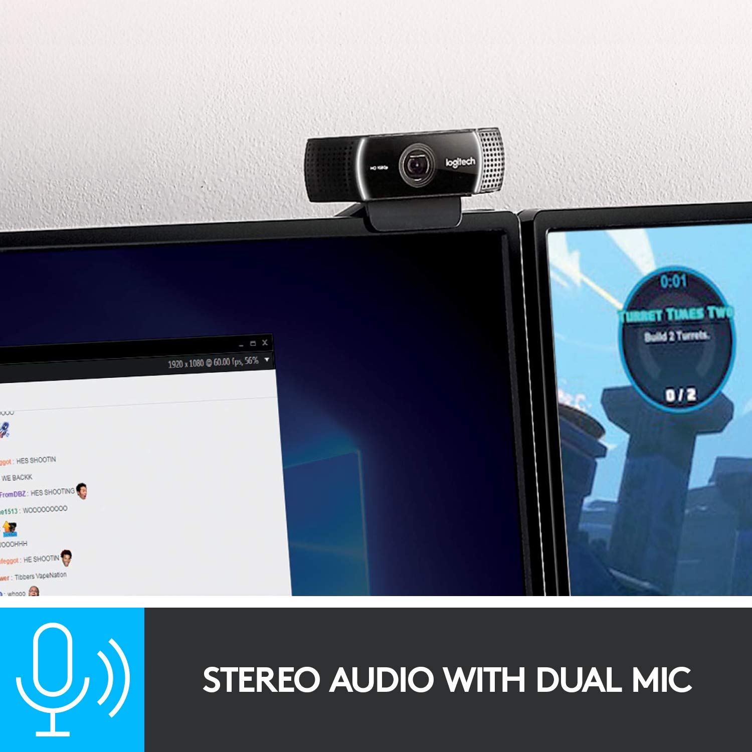 Logitech C922 Pro Stream Webcam, HD 1080p/30fps or HD 720p/60fps, Digital, Hyperfast Streaming, Stereo Audio, HD Light Correction, Autofocus, for YouTube, Twitch, XSplit - Black (960-001090) - Image 7