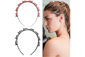 SPETNGSAKE 2 Sztuki Opasek na Włosy z Klamerkami, z Klipsami dla Kobiet, Ząbkowana na Czoło do Stylizacji Długich i Krótkich