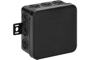 Miratic Puszka Elektryczna Natynkowa 12 Przepustów Puszka Przyłączeniowa IP54 Wodoodporna Solidna i Bezpieczna Instalacja Elektryczna na Zewnątrz (czarny)