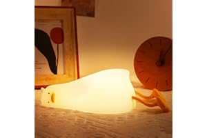 Anywin Lying Flat Duck Night Light, Cute Light Up Duck Soft Silicone Nursery Night Lamp with Touch Control & Rechargeable & Timer & Dimmer for Kids, Birthday Festival New-Born Gifts for Baby Kids