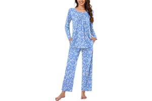 Bestbee Women's Pyjama Sets, 2 Piece Nightwear Lounge Outfits Fall & Winter Long Sleeve With Pockets Ladies Pjs
