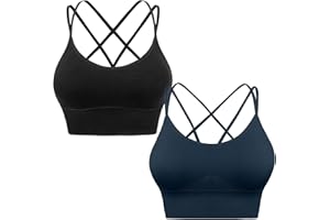 HANERDUN Damen Sport BH Yoga Bra mit Gepolstert Nahtlose Ohne Bügel und gibt Guten Halt Atmungsaktiv Riemchendesign und mittelstarkem für Fitness Lauf Joggen