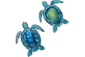 Liffy Metal Turtle Wall Art Decor Ocean Wall Hanging Coastal Wall Sculptures Beach Theme Wall Decoration for Indoor Outdoor Bathroom Beach Garden Pool (10", 2 pcs)
