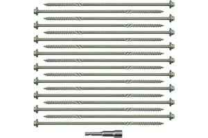 SZSLMY 18 Pcs Timber, 6.3 x 200mm Timber Fixing, Hex Head, Coach Screws, Hex Washer Head for Wood for Outdoor Wood Frame Construction (6.3 x 200mm)