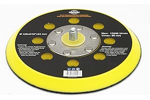 Eisenwolf Plateau de ponçage velcro de 125 mm pour ponceuse excentrique avec filetage extérieur UNF 5/16" et 8 trous