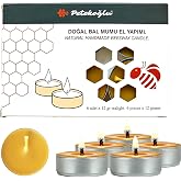 Petekoğlu (6 Adet) Tealight Mum Doğal Petek Balmumu mum Standart Boy