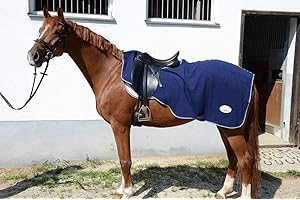 Reitsport Amesbichler AMKA - Manta para hípica (forro polar, corte de sillín), color azul oscuro