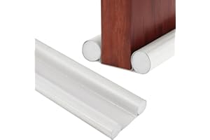 UTXN Paraspifferi per porte da 37 pollici/96 cm, doppio lato, paraspifferi per porte, striscia di tenuta, porte, regolabile, insonorizzato, paraspifferi per il fondo della finestra (bianco)