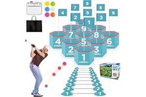 GYMMALL Golf Bucket Yard Game, Backyard Golf Set for Kids, Adults and Family, Outdoor and Indoor Portable 9 Holes Golf Course with Balls, Flags and Carry Bag for Lawn, Park, Beach and Hotel - Blue