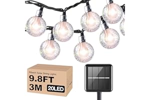 Ribech Luci Solari Esterno, Catena Luminosa Esterno Impermeabili per Patio, Luci Decorative di Natale, per Casa Feste, Giardino, Matrimoni (3 m, 20 LED)