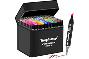 Tongfushop 100+2 Couleurs Feutre a Alcool, Marqueurs Permanent Double Pointe, Feutres Coloriage Adulte avec Pochette de Transport et Espaceur, 1 Mélangeur, pour Animation Art Esquisse