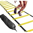 Serveuttam Agility Ladder 8 Meter Speed Training Ladder with 16 Adjustable Rungs, for Soccer, Football, Sports Training - Includes Heavy Duty Carry Bag Speed Ladder (Multicolor) (Yellow, 8 m)