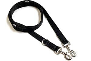 CHURCH PRODUCTS UK Police Style Dog Training Lead Double Ended 5ft (1.5 Metres Approx) Adjustable Leash Multi-Functional In Cushion Webbing (25mm, Black)