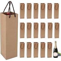 Lot De 6 Sacs Cadeaux En Papier Kraft Avec Poignées - 3 Simples + 3 Doubles Bouteilles Vin - Chanseen