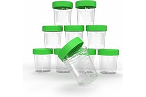 Horn Medical Urinbecher/Probenbecher mit Schraubverschluss 125ml Fassungsvermögen, Maßtabelle bis 100ml/3oz, beschriftbar (10Stk)