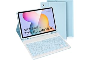 LAMA Custodia con Tastiera Wireless per Galaxy Tab S6 Lite 2020 10.4"(SM-P610/P615), Cover Slim Smart Tablet con Supporto per Penna S Integrato e Tastiera Rimovibile per Samsung Tab S6 Lite, Blu
