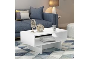 [en.casa] Stolik kawowy Mjölby stolik pomocniczy 36,4 x 80 x 45 cm do salonu, prostokątny, kolor biały