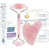 Seay Pembe Kuvars Quartz Face Roller & Guasha Y&uuml;z Masaj Aleti Takımı Masaj Taşı Doğaltaş Premium