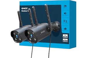 GNCC Kit 2 Telecamere GT1PRO, Telecamera Sorveglianza Esterno 2K Wi-Fi Fissa, Impermeabile IP65, Visione Notturna IR, Rilevamento Movimento, Audio Bidirezionale, 24/7, App per Smartphone, 2.4G