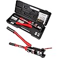 AMZCNC Hand Operated Hydraulic Crimping Tool Range 8mm² to 300mm² for Cable lugs Hydraulic Crimping Crimper Wire Terminal Lug Tool with 13 Pairs Dies (Red 8~300mm² Crimping Tool)
