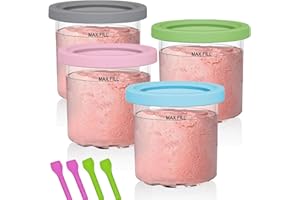 KALULY Dessert Creami Tubs for Ninja CREAMi Ice Cream Maker NC300UK NC300 NC301 NC299AMZ Series, Ice Cream Tubs Containers with Lids (4 Pack/Clear)