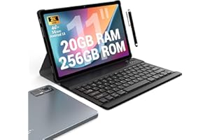 FASTWD Tablet 11 Pulgadas 2024 Newest Tablet Android 13,4G LTE y 5G WiFi,20GB RAM+256GB ROM/9580 mAh/2000 * 1200 FHD/Widevine L1/Face ID/GPS/BT 5.0/TÜV/Tablet con Teclado,Gris