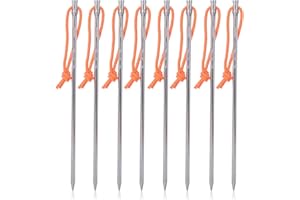 iBasingo Titanium Tent Pegs Camping Tent Stakes Pins Metal Tent Nails Outdoor Hiking Heavy Duty 20cm Lengthen Tent Accessories with Rope 6/8 pcs/lot Ti4006P