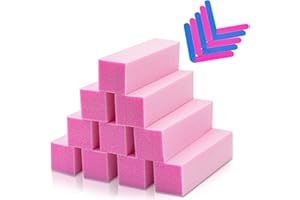 SELISTAMM Buffer Per Unghie 10 Pezzi, Mattoncino Unghie a Grana 120 con 10 Mini Lima Unghie, Buffer Unghie Semipermanente, Buffer Unghie Strumento Per Pedicure e Manicure Per la Cura Delle Unghie (Rosa)