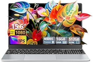 EKONAVI Ordenador Portátil 15,6 pulgadas, 16 GB de RAM 512 GB de SSD CPU Celeron N5095 PC Portatil, 1920 x 1080 FHD Touch ID WiFi doble banda Win11 Pro Laptop, teclado retroiluminado de tamaño completo