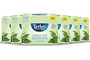Tetley Decaf Green Tea Bags - Same Great Taste, No Caffeine - Smooth & Soothing Brew - Rainforest Alliance Certified - Perfect for a Relaxing Moment - 300 Teabags (6x50)