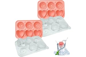 NEWBINN 2x Silikon Eiswürfelform mit Deckel, BPA-frei, Rosa Herzen, ideale Größe von 5cm, perfekt für Whisky, Bier, Cocktails und Getränke, Eiskugelform, auslaufsicherer & vielseitiger Eiswürfelbehälter