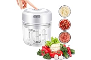 GUANGTOUL Elektryczny siekacz do żywności, rozdrabniacz do cebuli, 250 ml, mini młynek do kuchni, kuchennego robota kuchennego i blendera, bezprzewodowy przenośny elektryczny rozdrabniacz czosnku z ładowaniem