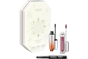KIKO Milano Snow-Kissed Holiday Glam-Faves Make Up Gift Set, Coffret Cadeau Maquillage: Mascara Effet Volumateur, Rouge À Lèvres De Mat À Scintillant Et Ombre À Paupières En Stick