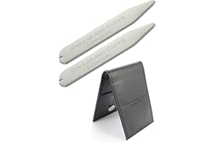 COLLAR AND CUFFS LONDON - PLACCATO ARGENTO - Di Alta Qualità - Stecche Camicia - 2.5" - Argento Colorato - Sacchetto Del Regalo Inclusa - 1 Paio