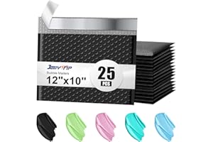 JOLLYTRIP Bubble Mailers A4 Paper Size,12x10 Inch 25 Pack Poly Padded Envelopes Small Business Mailing Packages Opaque Self Seal Adhesive Waterproof Boutique Shipping Bags for Jewelry Makeup (Black)