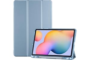 ProCase Cover Galaxy Tab S6 Lite 10,4 Pollici 2024/2022/2020 con Portapenna (SM-P620/P625/P613/P619/P615/P610) Ultra Sottile Smart Cover con Auto Svegliati/Sonno -Azzurro