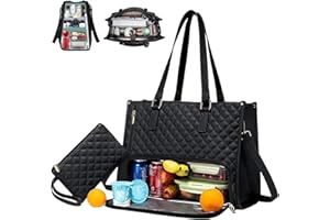 Raveparty Tote Bag with Cooler Compartment, Lunch Bag Women, 15.6 Inch Large Tote Bag with Lunch Compartment, 2 in 1 Tote Bag, Lunch Bag Combination for Work, College, Office
