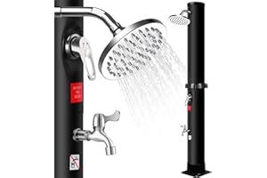 Genérico Ducha Solar Piscina Exterior 60l con Cabezal de Ducha Tipo Lluvia, Ducha para Pies y Regulador de Agua Caliente y Fría, Ducha Solar para Jardín, Sin Conexión Eléctrica,Temperatura Máx 60℃