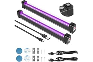 URAQT Barra de Luz UV Led,2pcs 5W Luz Negra USB Lámpara UV,395-405nm Luz Ultravioleta 24 LEDs Luces de DC 5V Portátil Lámpara de Luz UV para Halloween,Bar Club,Discoteca,Fiesta,Etapa Arte UV Curado UV