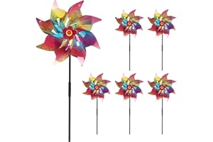 Moulin a Vent Repulsif Oiseaux, Taozoey 6 Pièces Iridescent Moulin à Vent Réfléchissant, Effaroucheur Oiseaux, pour Repousser Oiseaux Et Pigeons dans Les Jardins, Potagers, Vergers, Balcons(24CM)